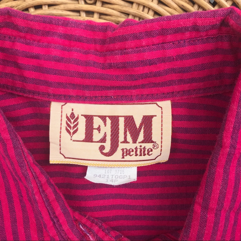 Vintage Raspberry Striped Cotton Shirtdress Med Large - Picture 5 of 7